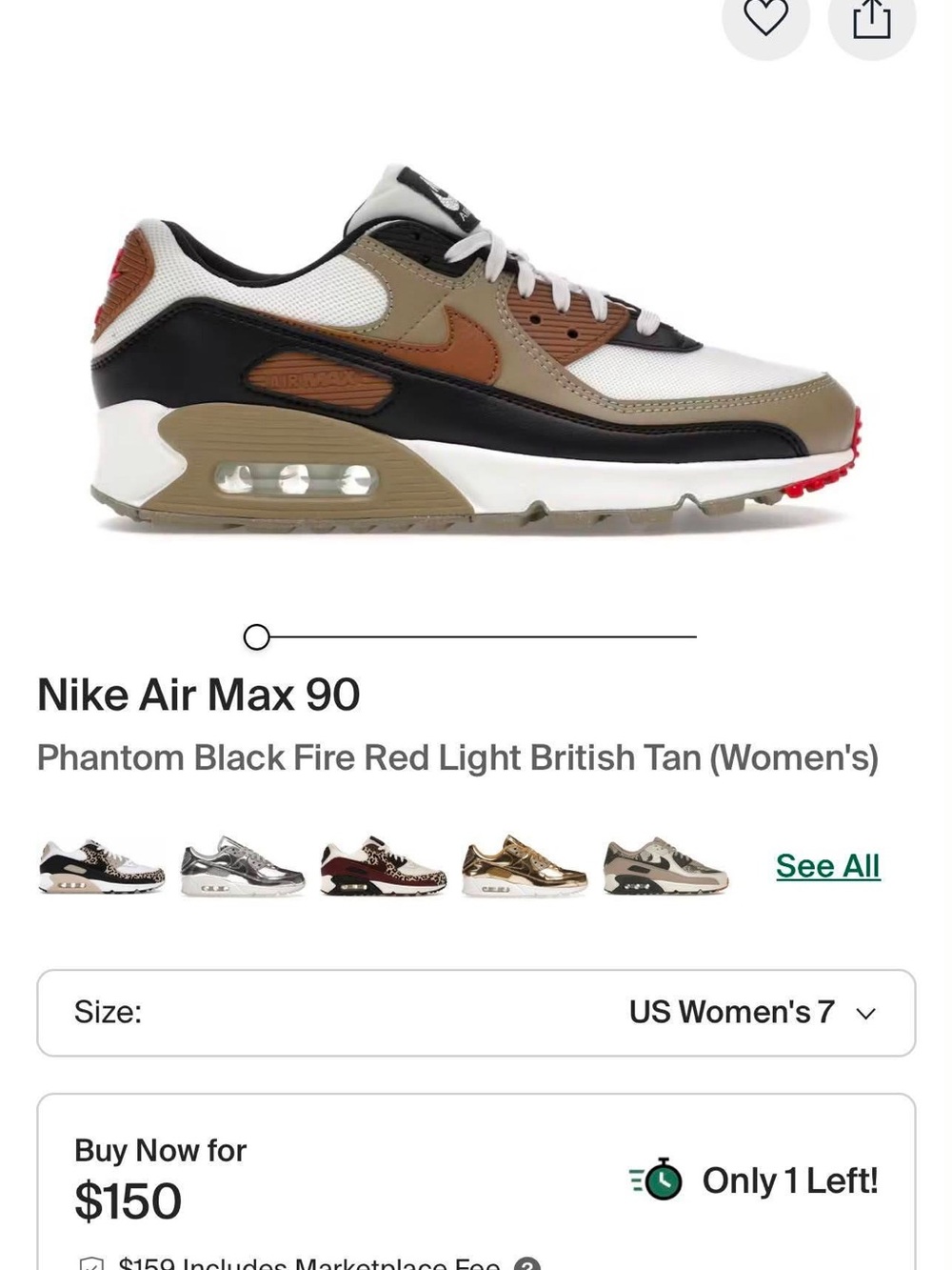 Nike Air Max 90 — Black / British Tan / Fire Red